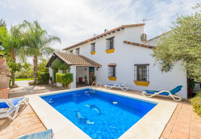 Piscina de esta casa con chimenea en Alhaurín el grande