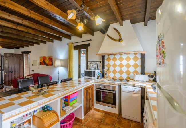 Cocina de esta casa con chimenea en Alhaurín el Grande