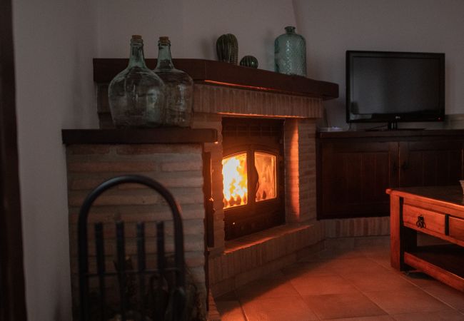 Salón con chimenea de esta casa de El Torcal