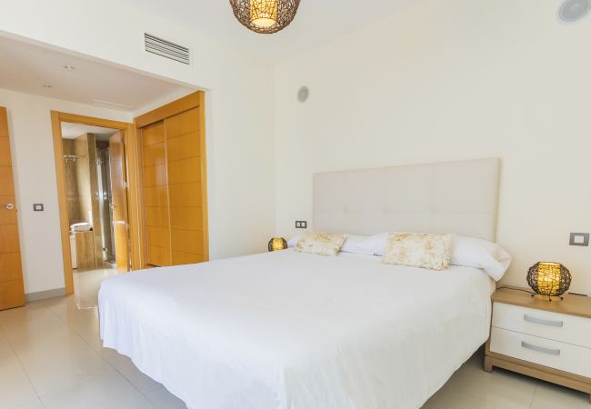 Dormitorio de este apartamento en Marbella