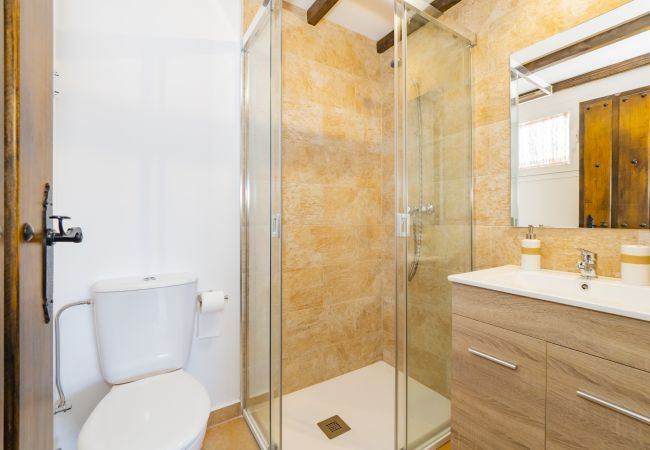 Baño de esta casa rural en pizarra