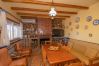 Living room with fireplace in this villa in Ardales